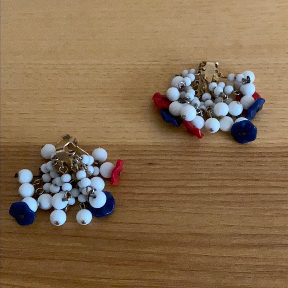Funky vintage red white and blue firework earrings